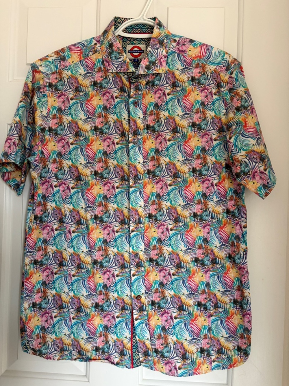 Colorful Tropical Print Men's Short Sleeve Shirt